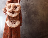 Vintage 1960s Look Hippie Woodstock Pecan Macrame Owl Handbag Purse Bag OOAK Handmade Ready To Ship