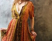 Vintage 1980s Earthy Bohemian Festival India Dress