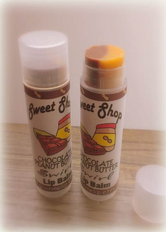 Lip Balm - Peanut Butter Chocolate SWIRLED LIP BALM - Handmade - Vegan Il_570xn