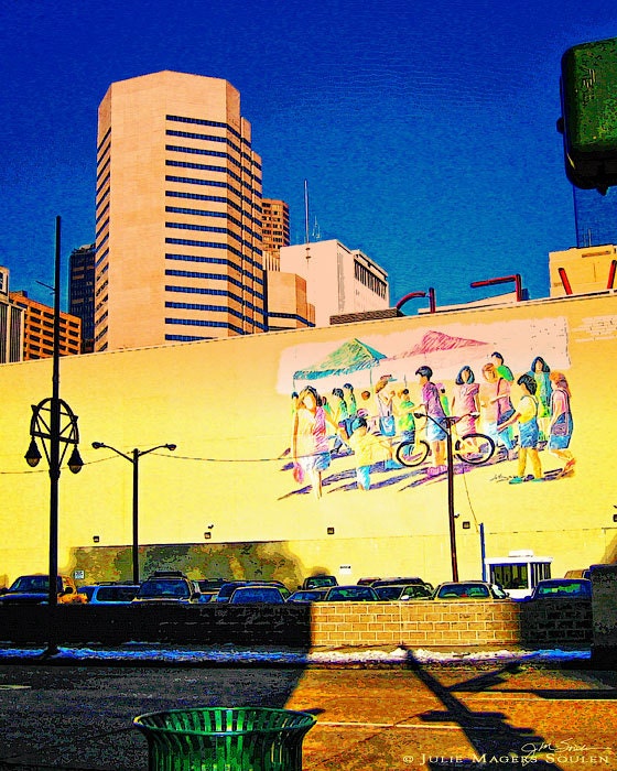 Street Photography -Denver Skyline -8x10 Print -Graffiti -Urban Eclectic -Cityscape -Boys Room Decor -Colorado Fine Art Photography
