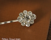 Silver Hair Pin with Vintage Rhinestones, Clear Rhinestone, Wedding, Bridal, OOAK, Bobby Pin