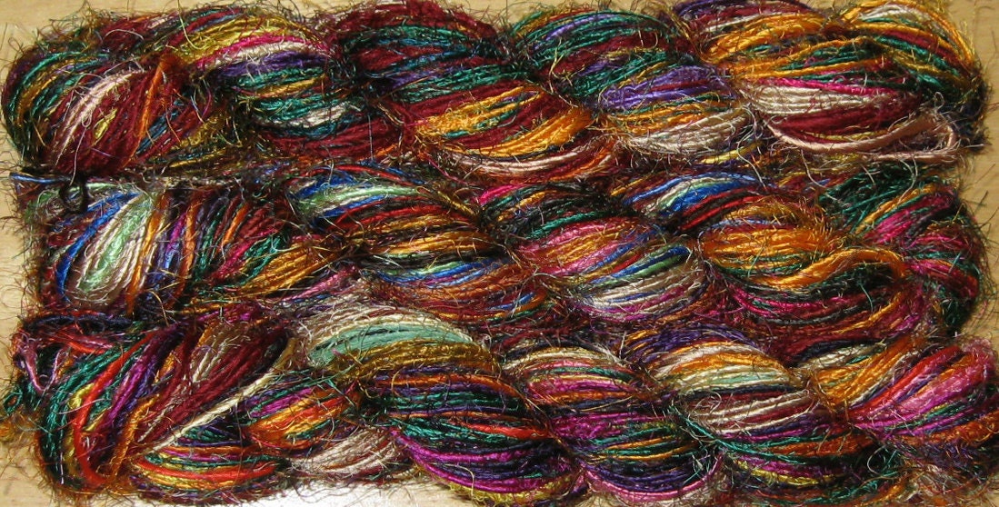 Cotton Sari Yarn, 300 yds Fair Trade Recycled Handspun, 285 grams, 10.1 oz