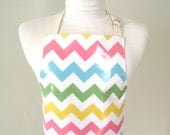 Kid apron  AGE 2-5 / Laminated apron / Paint smock / Craft apron / Art smock / Children apron - pastel chevron stripes / Garden apron