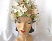 1960's Vintage John Jr Flower Toque Hat Unworn with Original Hang Tag 24 XL Head Size.