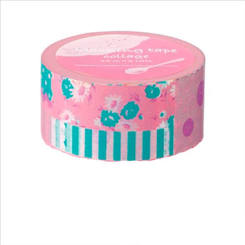 Mint and Pink Collage Japanese Washi Masking Tape