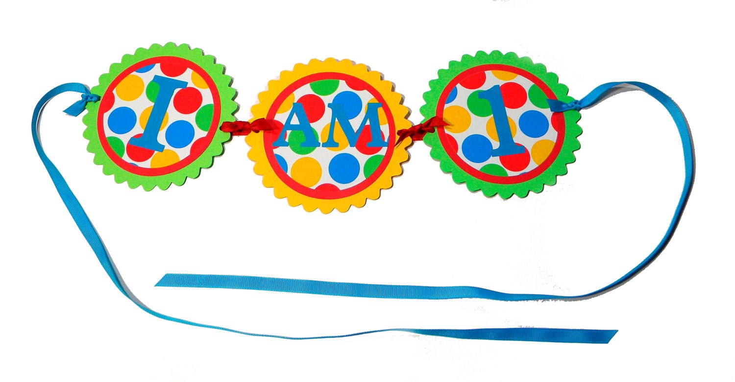 High Chair Banner, 1st Birthday, I Am 1 Il_570xn