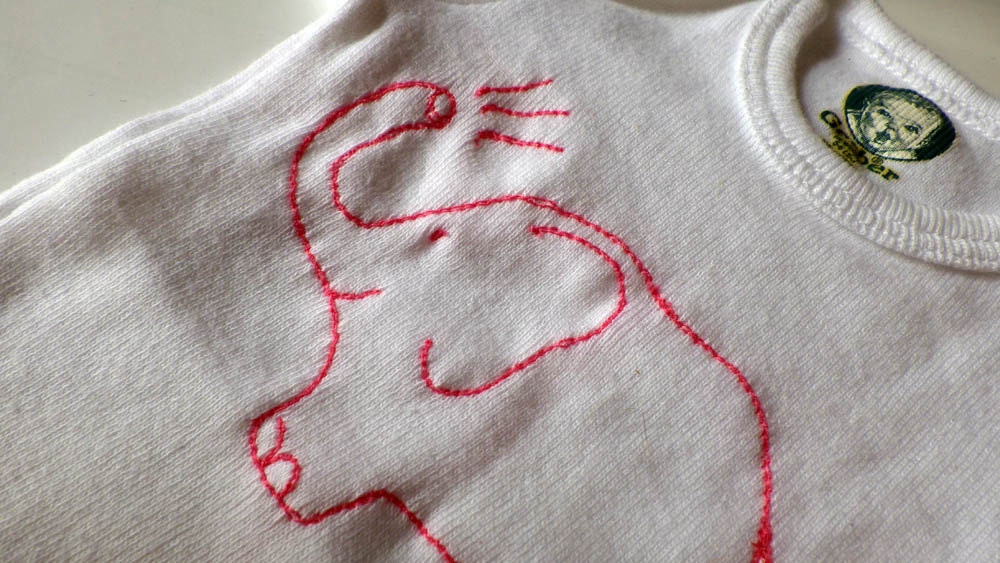 Pink Elephant Onesie, baby vest, Romper suit Freemotion Embroidered