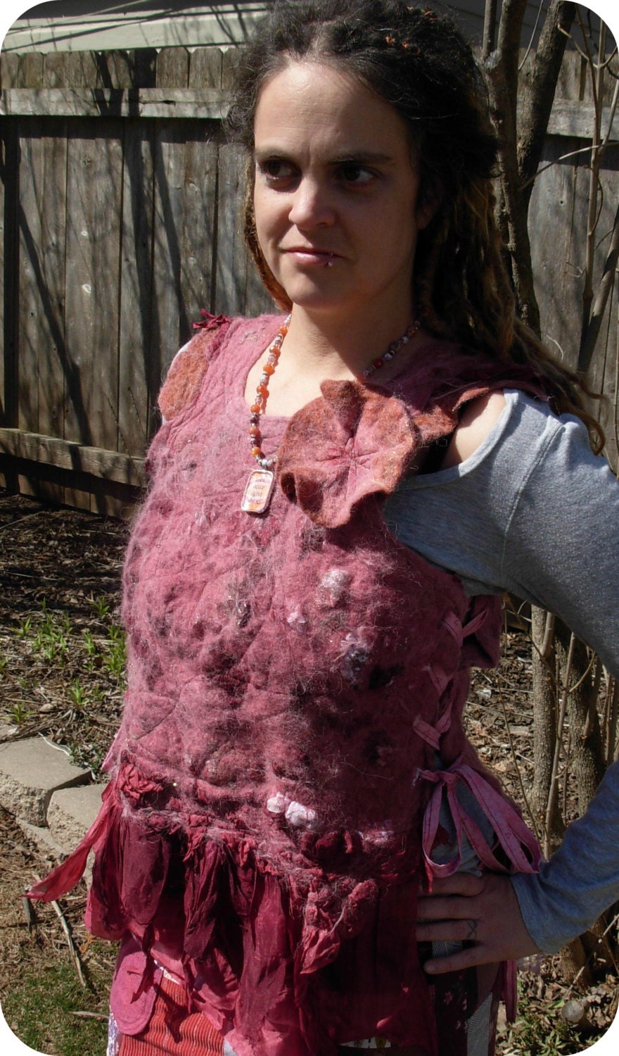 Tattered Beauty Pixie Hippie Nuno Wet Felt Corset Vest S M L