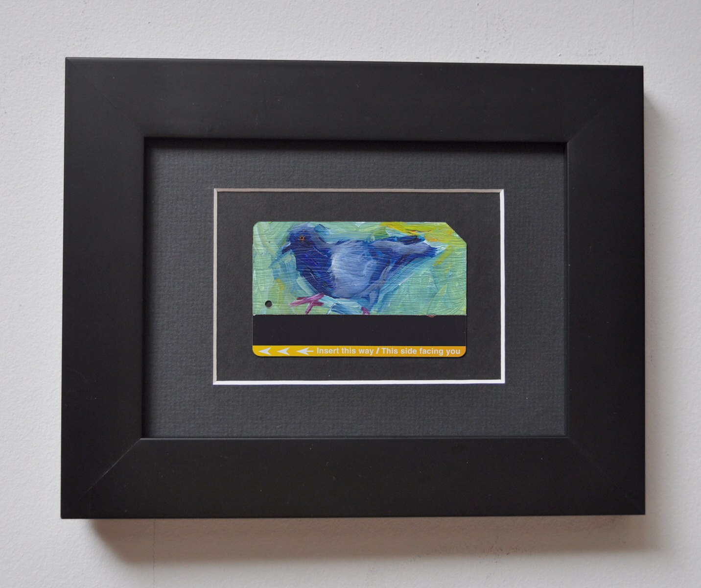 ART Oil Painting NYC Pigeon Upcycled Subway Card