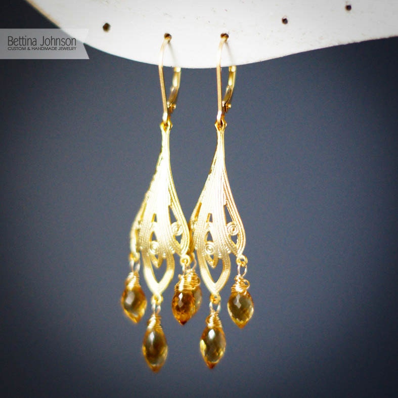 Vermeil Gold Citrine Chandelier Earring