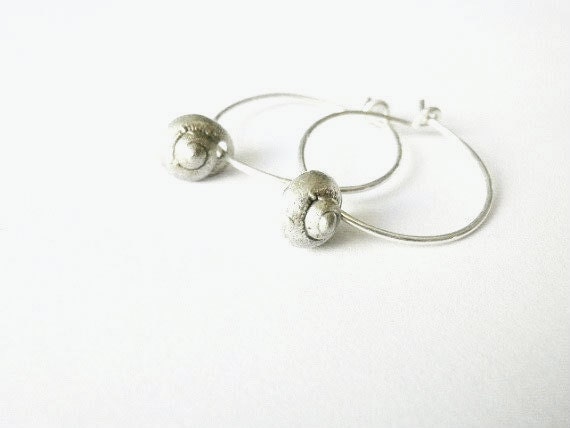 Shell hoop Sterling silver Lost wax method  Minimal Nautical design