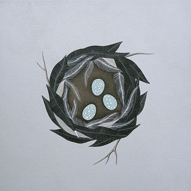 nest number seven // original nature inspired contemporary fine art painting on canvas // by natasha newton