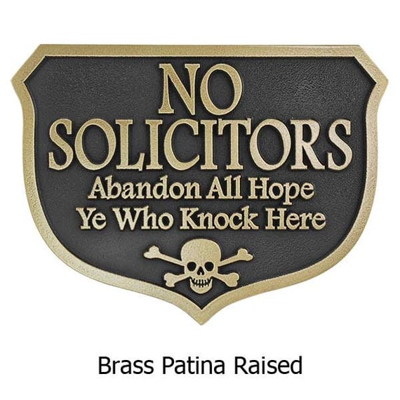 Abandon Hope Solicitors Plaque Custom what you want it to Say Scull and Crossbones optional 10x7 inches all by Atlas Signs