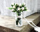 Rose Bouquet Necklace / Miniature Wedding Flower Bouquet / Bridal Jewelry / White Roses