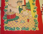 Vintage Towel Mother and Daughter Bake an Alien Cake MWT