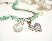 Mint green bracelet sterling silver heart prasiolite celedon green spring fashion