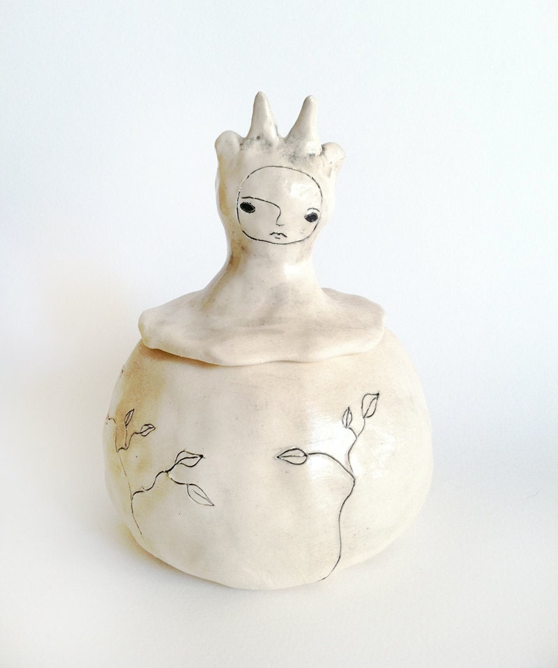 Chimerical Jar - hand built warm white pinch pot