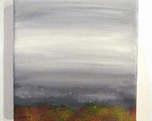 Gray Sky in Autumn--Nature Clouds Gray Stormy Sky OOAK Painting