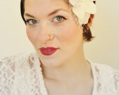 Bridal Hair piece - One of a Kind - Vintage - Wedding Hair Accessory - Ivory - Rosette Bliss Fascinator head piece