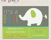 Elephant Boy- Custom Baby Shower Invitation