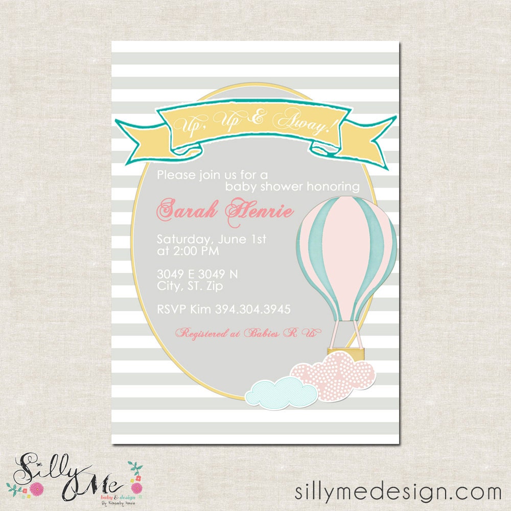 to Hot Air Balloon Custom Baby Shower Invitation, Bridal Shower 