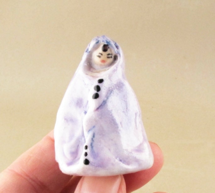 Tiny Ceramic Abstract Lady - OOAK Handmade Art Sculpture Miniature Figurine