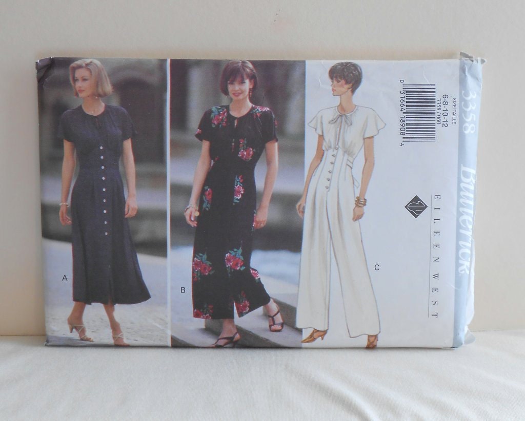 Women's Dress or Jumpsuit  Size 6- 8- 10- 12 UNCUT Butterick 3358 Designer Eileen West Sewing Pattern