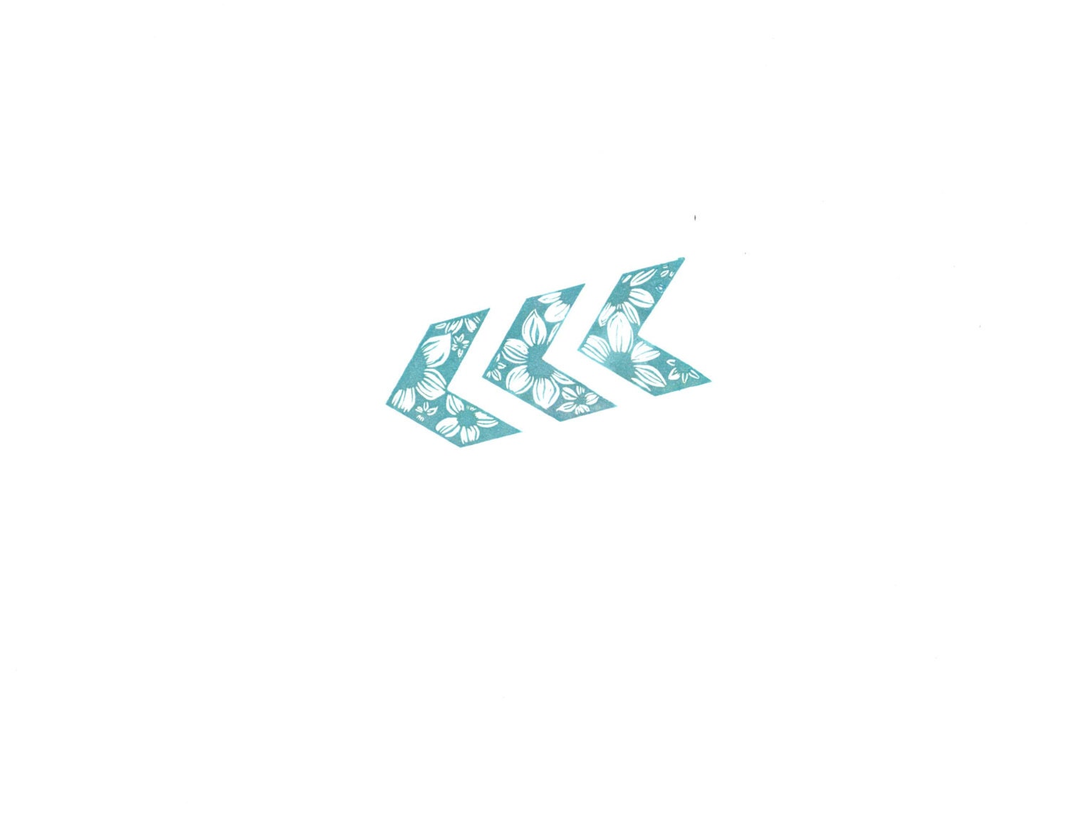 Flowered Chevron Rubber Stamp,  Fresh take On A Chevron Design So Different From All The Others, Hand Carved Geometric Chevron