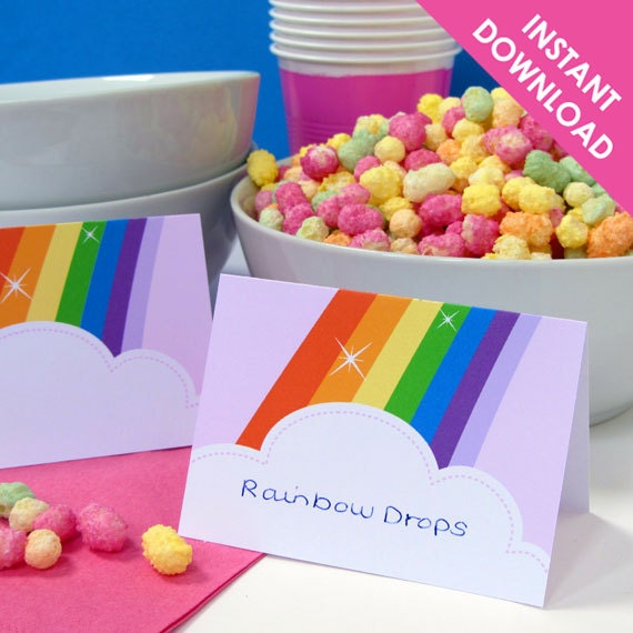 INSTANT DOWNLOAD Rainbow Party Buffet Labels or Place Cards (Digital File) Il_170x135