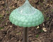 Upcycled Green and Clear Glass Garden Totem