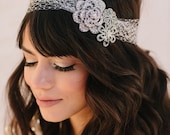 Mallory Russian Veiling Headband, Rhinestone Headband, Tiara, Halo, Wedding Headpiece, Bridal Hair Piece, Ships in 1 Month