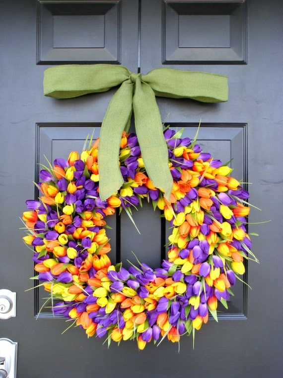 Spring Wreath- Spring Wreath Decor- Mother's Day Wreath- 22 inch Year Round Wreath- Spring Wreath for Door- SALE