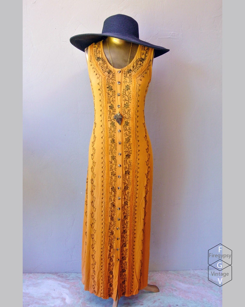 vintage sundress - festival maxi sunshine sundress boho two tone mustard sundress (free size)