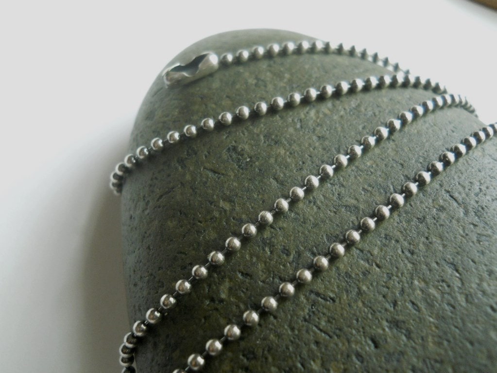 sterling silver ball chain,  oxidized, tumbled, 18 inches, for pendants with small bails, 1.5mm ball chain