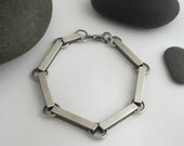 linked bracelet, sterling silver, mens bracelet, womens bracelet, industrial, architectural