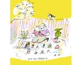 En Le Jardin- Garden Cat- Fine Art Print- Small- 4 x 6 in.
