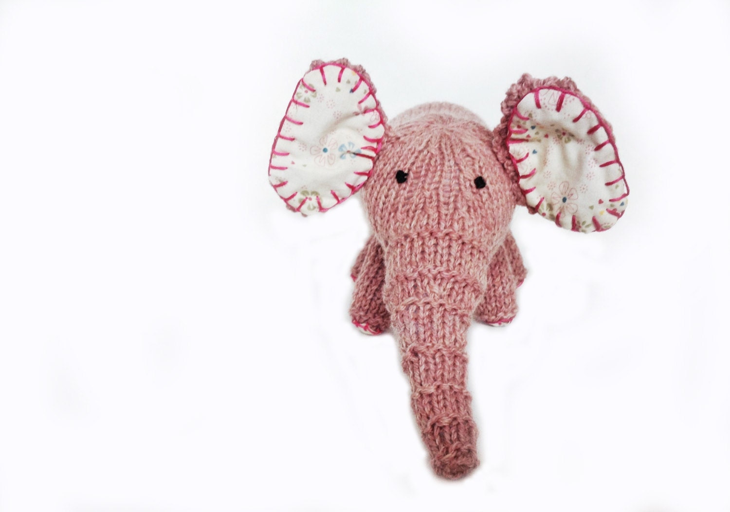 Eco Friendly Knit Stuffed Elephant Toy in Dusty Rose - Ready to Ship