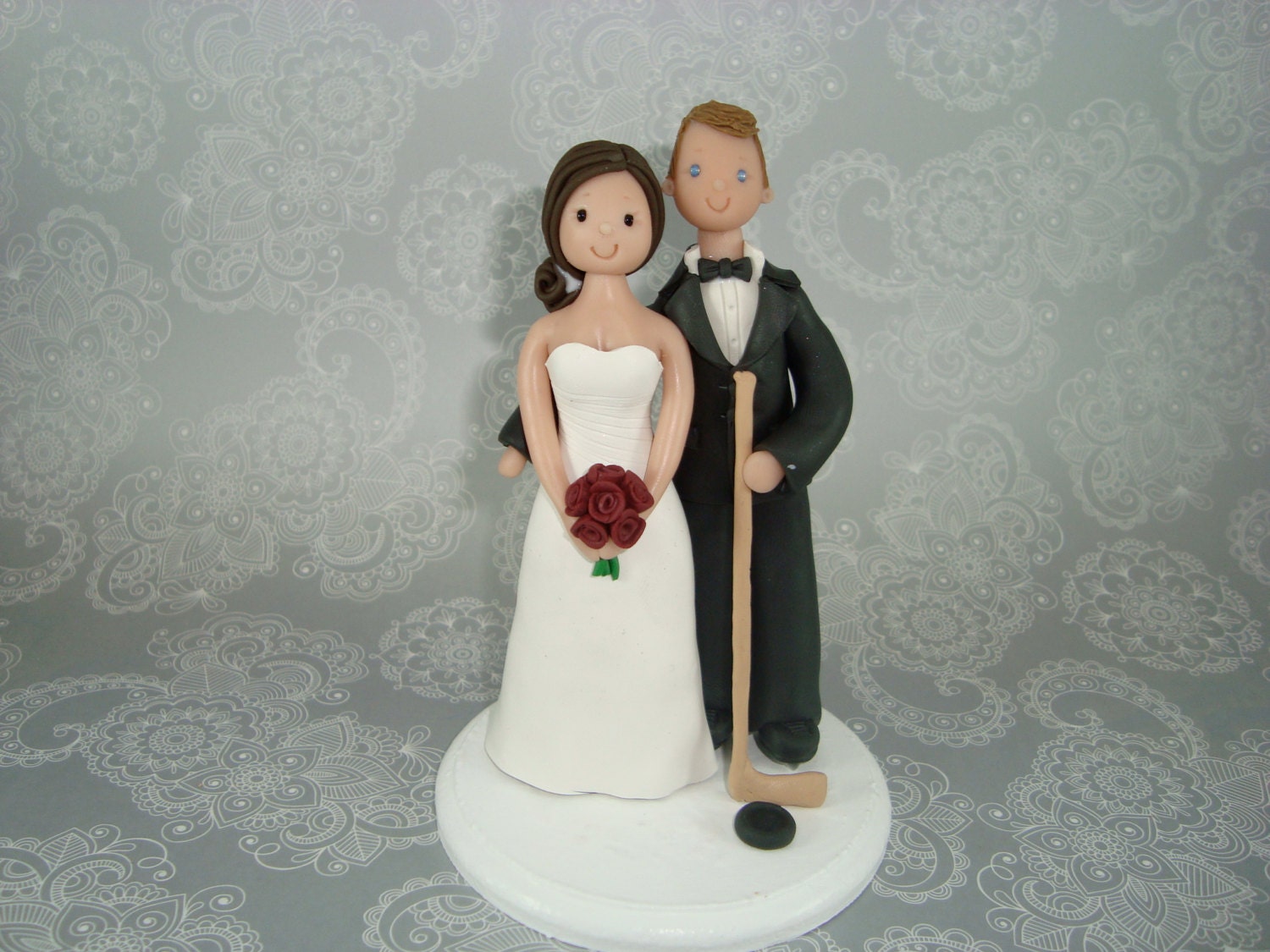 Custom Made Hockey Theme Wedding Cake Topper
