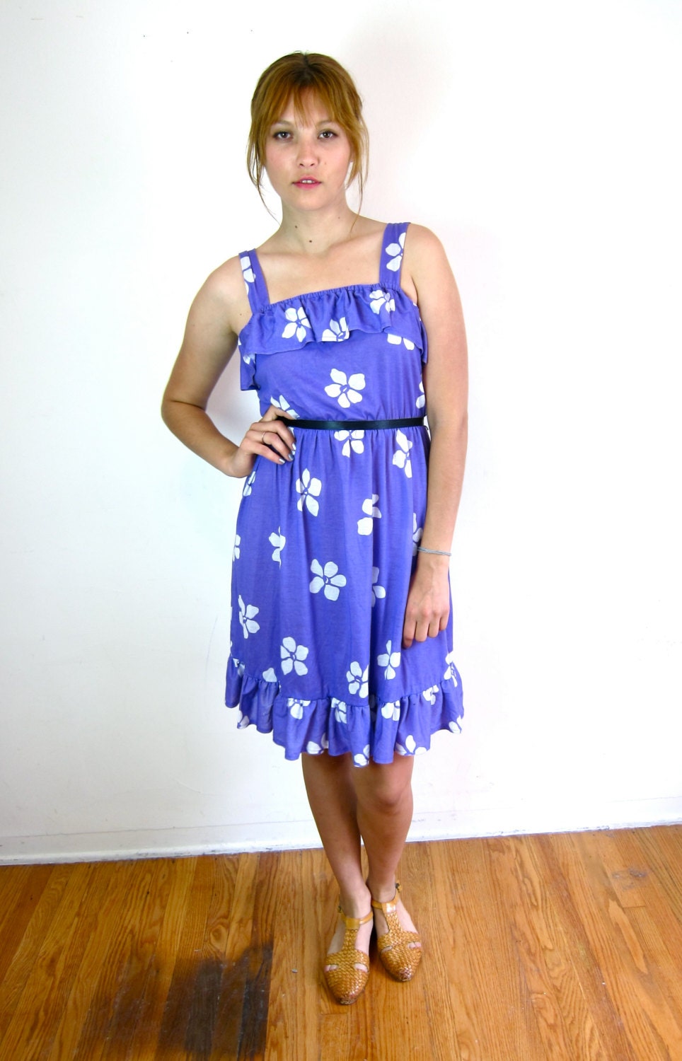 Pretty Purple Floral 80's Dress