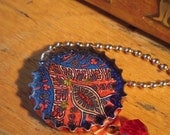 Blue Paisley Crystal Drop Necklace