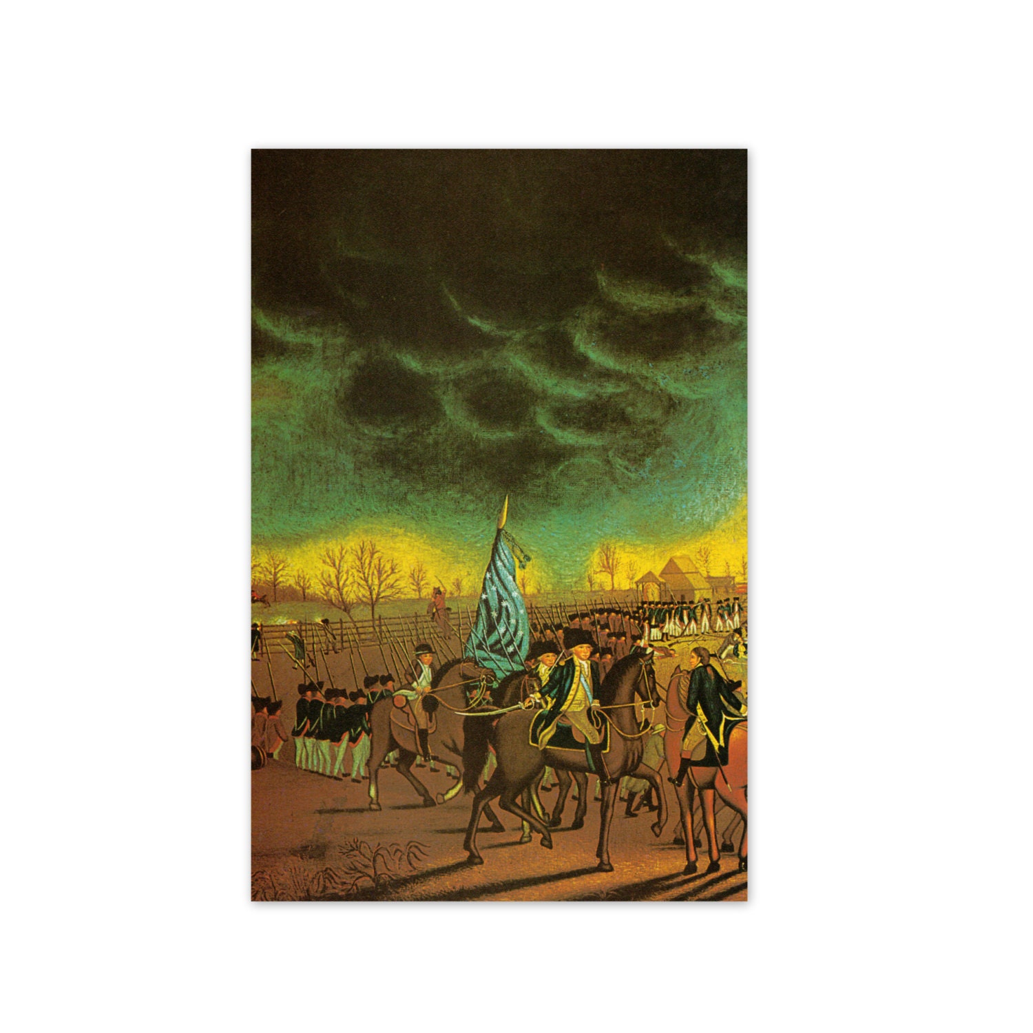 American Troops Engage the British at Princeton, New Jersey. Vintage 1970s Art Print. 7.5" x 11". Ready to Frame. (No. 1212)
