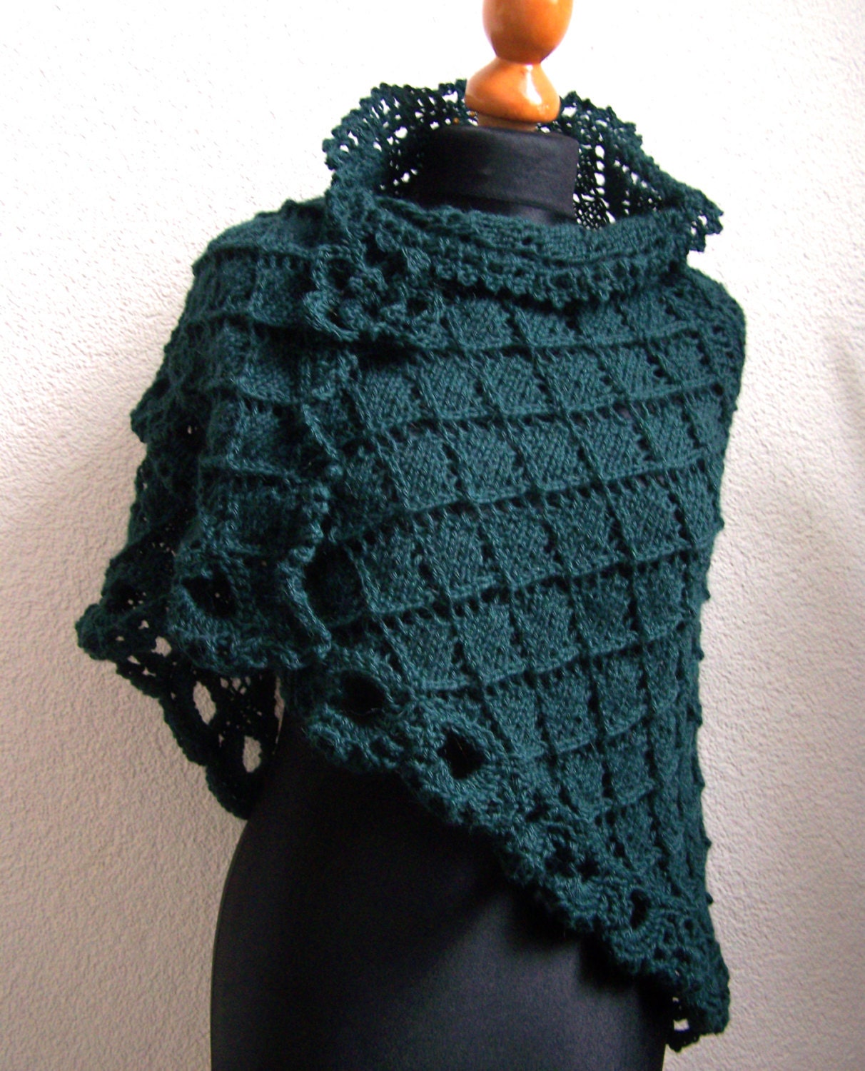triangular shawl alpaca dark green