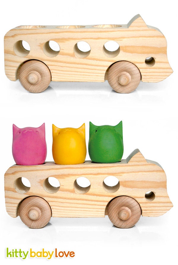 Handmade Wooden Kitty Bus