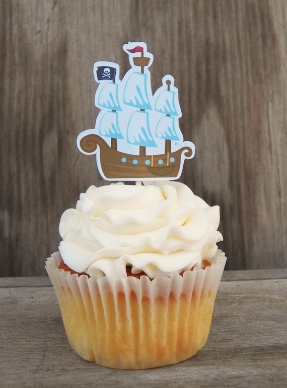 Yo Ho Pirate Party - Set of 12 Pirate Ship Cupcake Toppers by The Birthday House Il_570xn