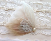 Ivory Bridal Fascinator, Ivory Feather Fascinator, Champagne Bridal Hairpiece, Bridal Headpiece WHISPER - Romantic Wedding