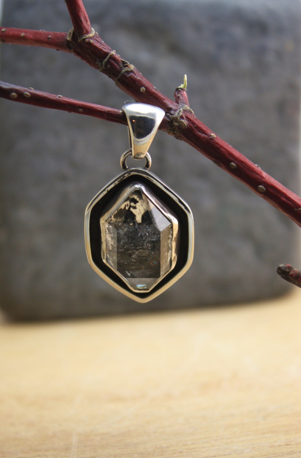 Smoky Herkimer Quartz & Sterling Silver Pendant
