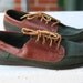 Brown Green Leather Boat Shoes Loafers Flats 80s 8 Vintage Prep Oxfords Bass