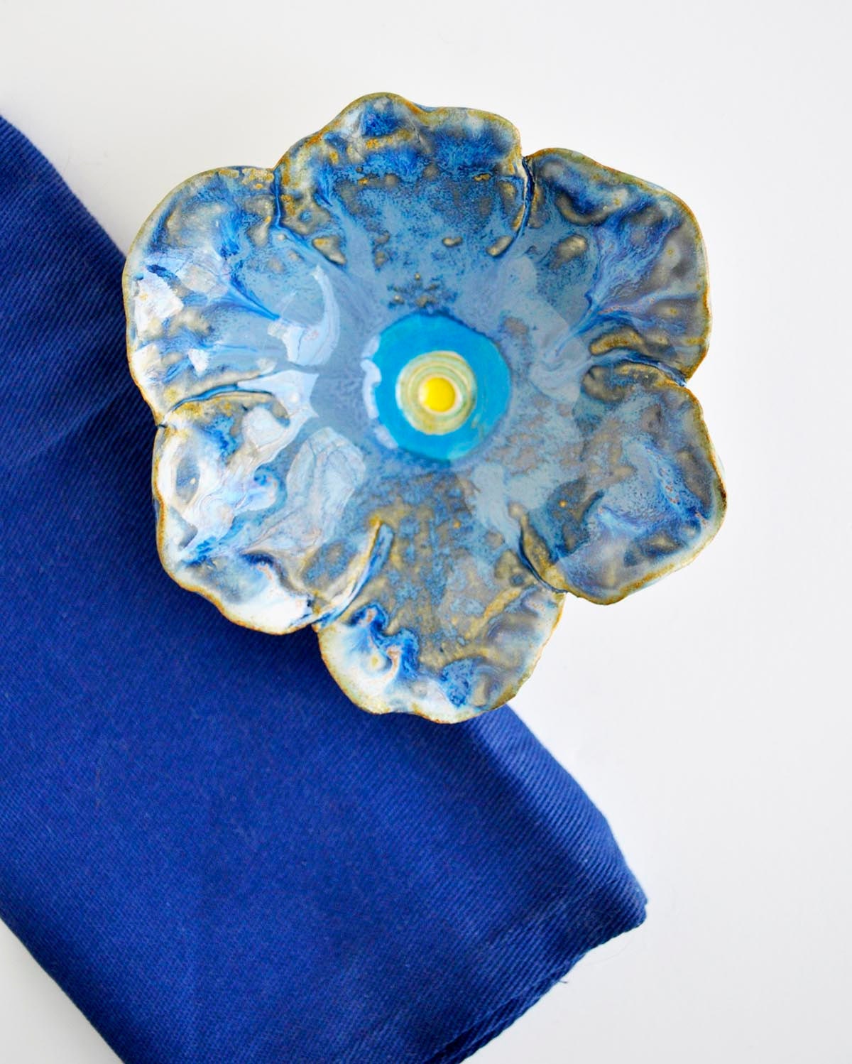 poppy prep bowl ceramic flower bowl dusk blue