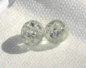 10 Bright Crackle Glass Beads 10mm Crystal Clear
