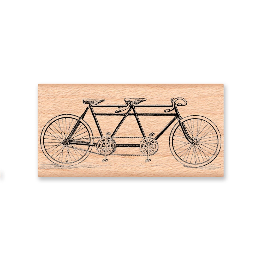 TANDEM BIKE-LARGE - wood mounted rubber stamp
